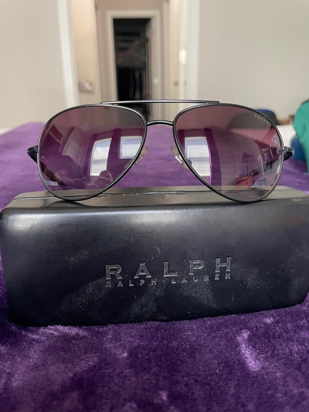 Ralph Lauren Aviator Sunglasses with Purple Gradient Lenses